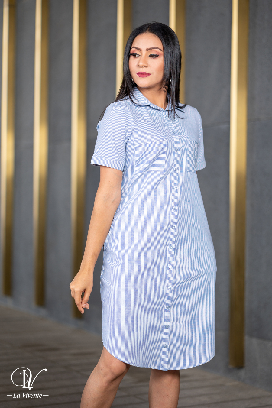 Stripe Shirt Dress La Vivente